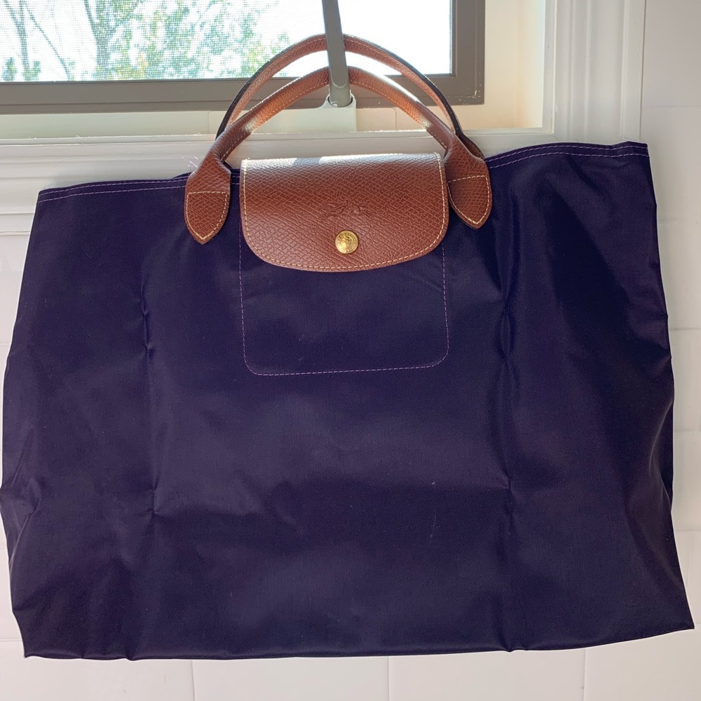 Longchamp Le Pliage Open Tote - Plum. NEW